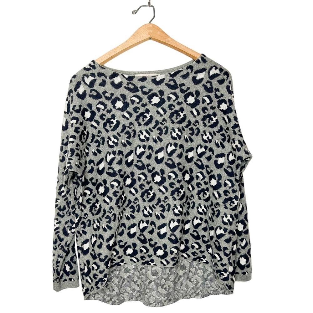 Ann Taylor LOFT Neutral Leopard Animal Print High Low Knit Sweater Top Small S‎